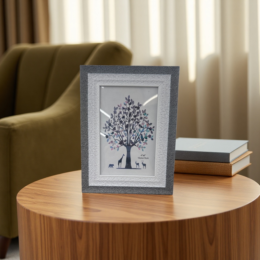 Tree and animal pattern decorative paintings with photo frames are hung in the living room and bedroom in a Nordic style details Picture