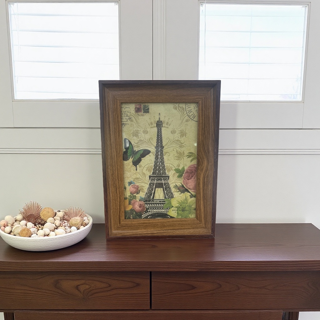 Plastic photo frames, retro wood-like photo frames, decorative frames, display stands, fashionable and simple home picture frames details Picture