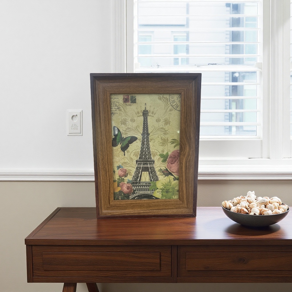 Plastic photo frames, retro wood-like photo frames, decorative frames, display stands, fashionable and simple home picture frames Specification image