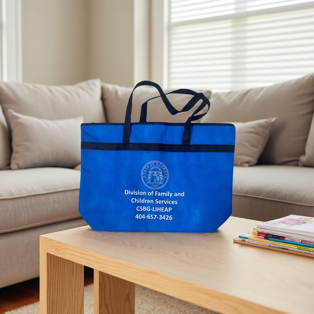 Blue handbag, large-capacity waterproof, foldable shopping bag, fashionable, simple and environmentally friendly fabric details Picture