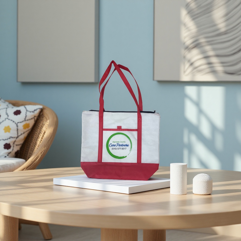 Red handbag, white canvas bag, simple and fashionable, large-capacity shopping bag Application Scenario