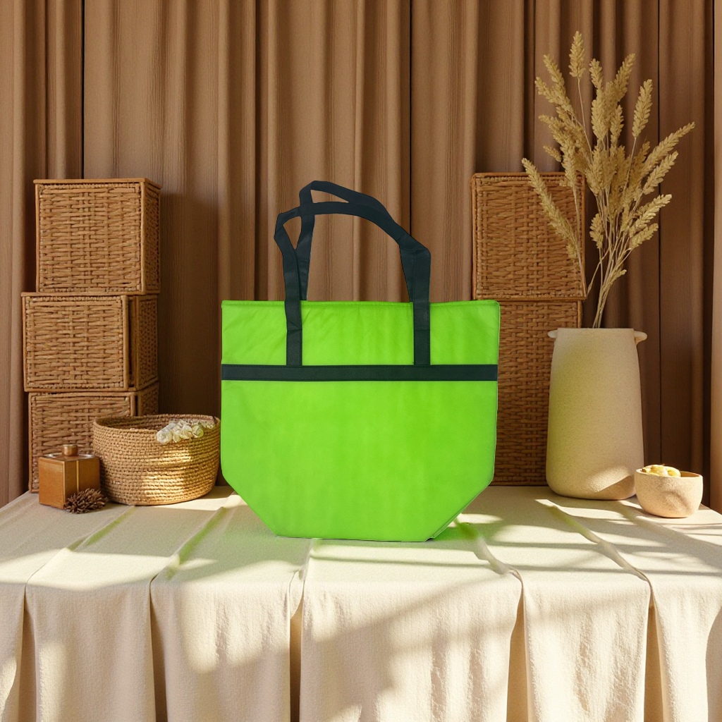 The green handbag is a simple, environmentally friendly and reusable shopping bag details Picture