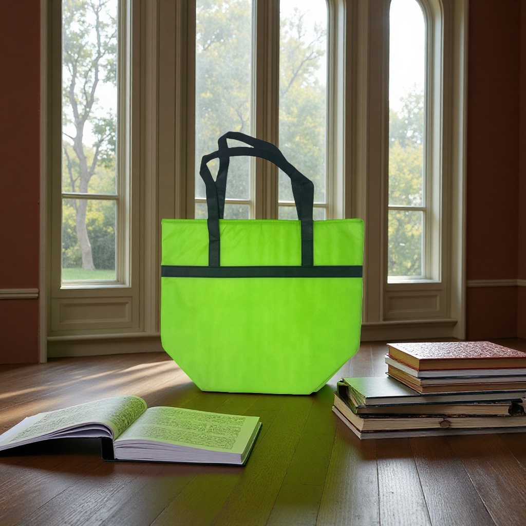 The green handbag is a simple, environmentally friendly and reusable shopping bag