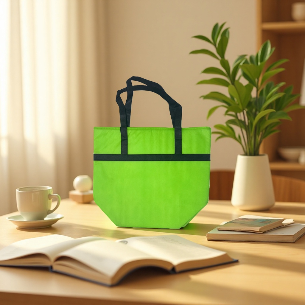 The green handbag is a simple, environmentally friendly and reusable shopping bag Application Scenario