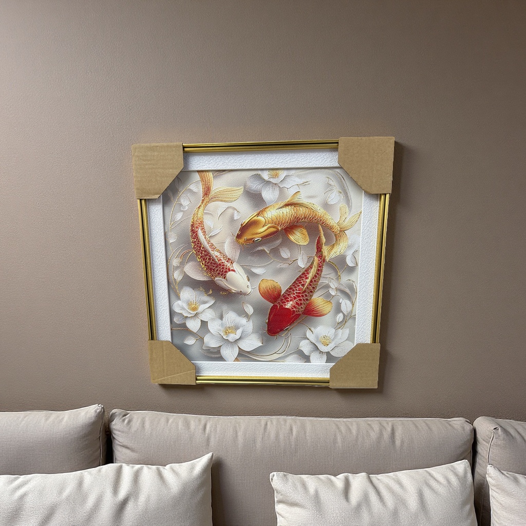 锦鲤国风装饰画作客厅卧室挂画艺术壁画水墨风格家居装饰画