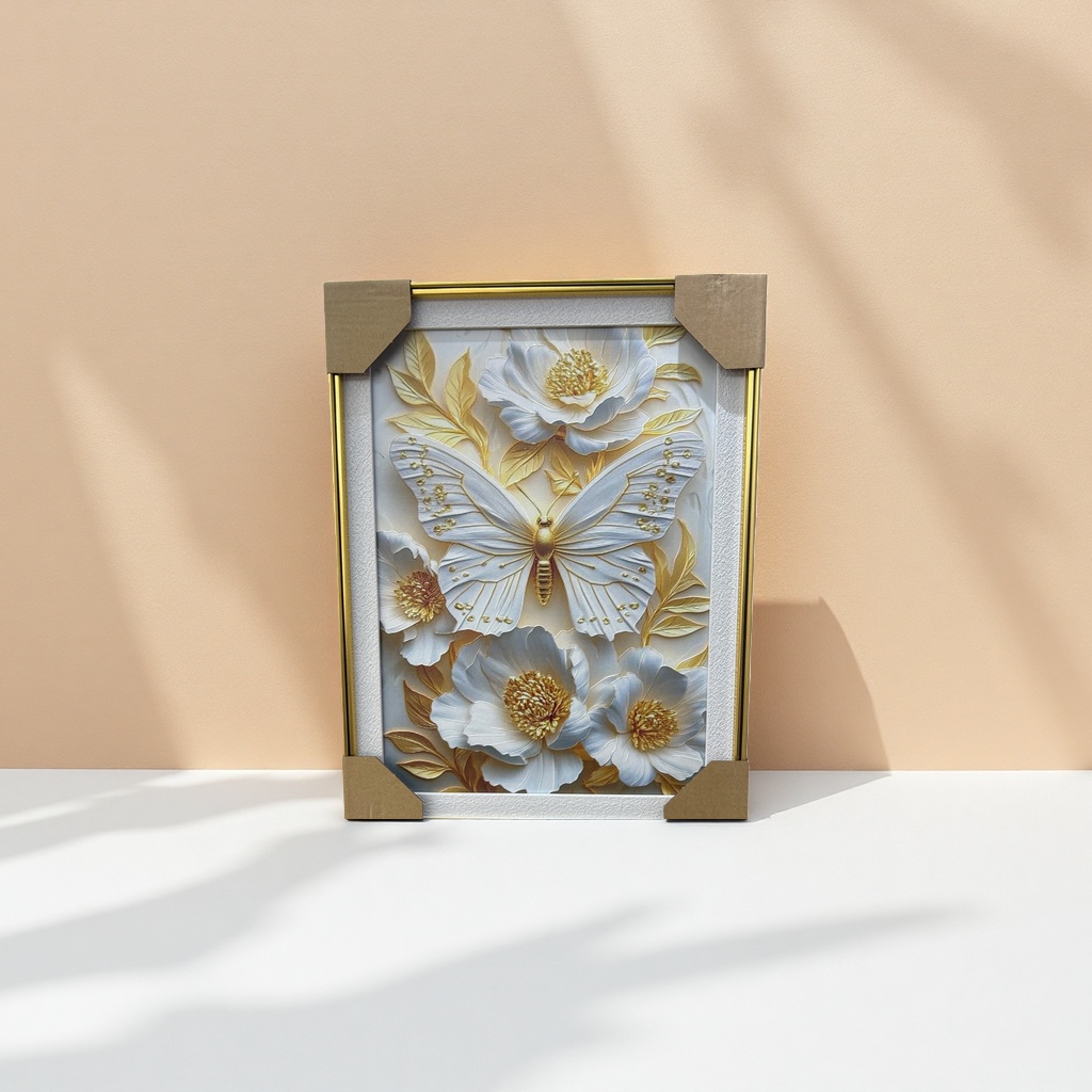 立体浮雕画蝴蝶与花朵装饰画客厅卧室墙面挂画