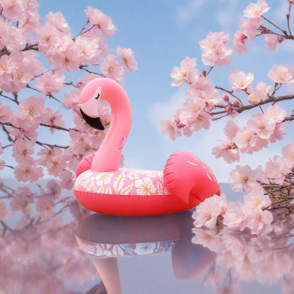 Pink flamingo shaped inflatable floating bed, summer swimming pool, beach and leisure floating products Specification image