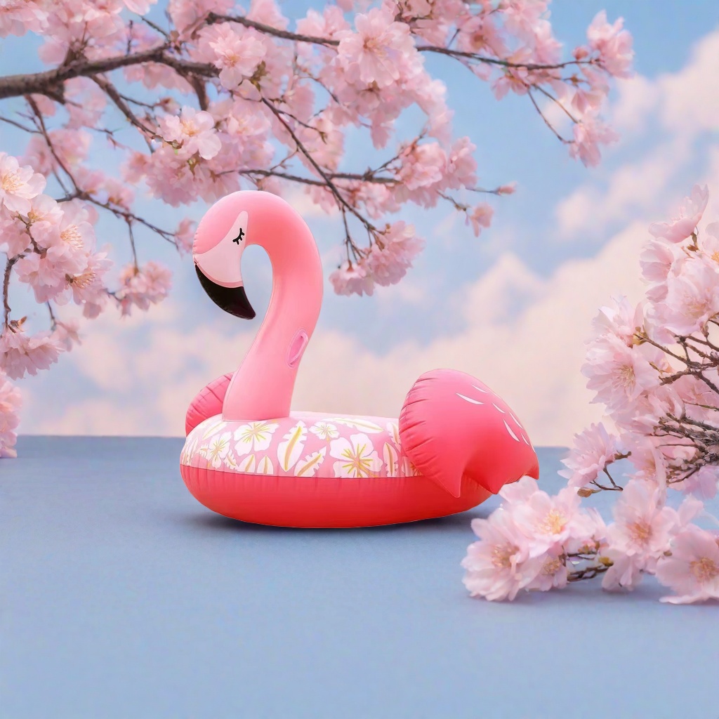 Pink flamingo shaped inflatable floating bed, summer swimming pool, beach and leisure floating products details Picture