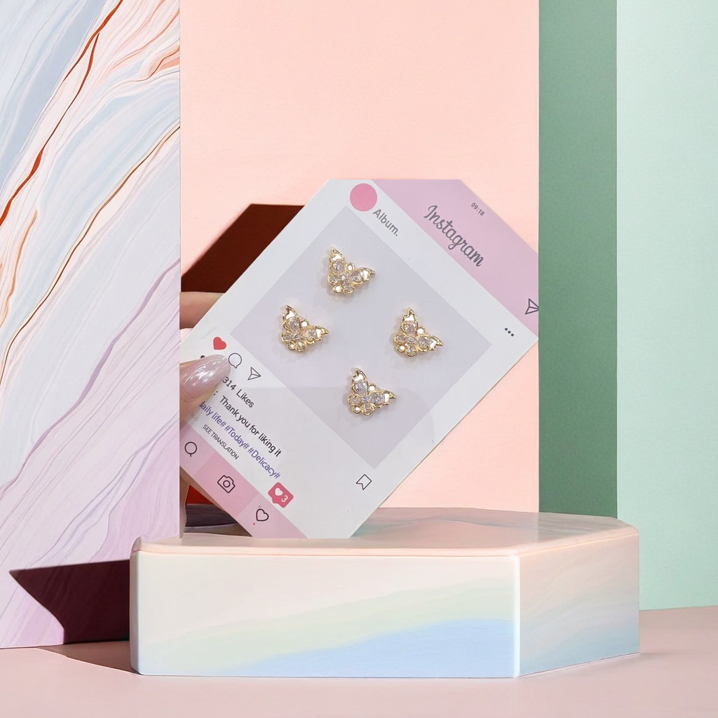 Butterfly-shaped stud earrings are fashionable and light luxury alloy earrings that are versatile for women's daily wear