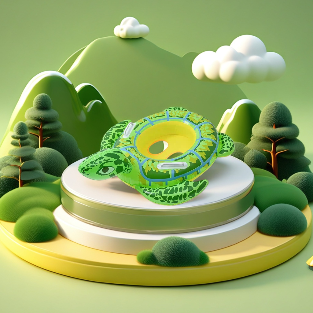 Green turtle-shaped inflatable swimming rings are essential children's swimming gear for summer water play details Picture
