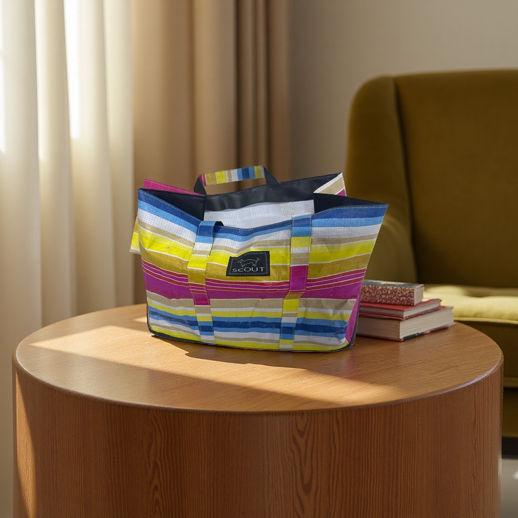Colorful striped handbag is a fashionable and versatile large-capacity commuting handbag for women Specification image