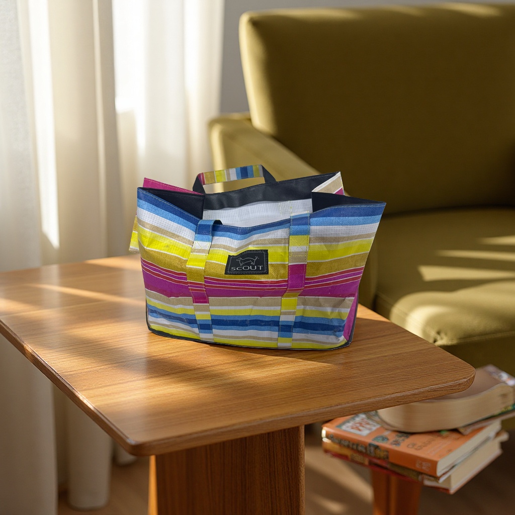 Colorful striped handbag is a fashionable and versatile large-capacity commuting handbag for women Application Scenario
