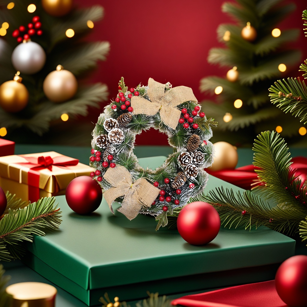 Christmas wreaths with simulated pine branches are hung on the door for festive decoration in the living room and bedroom Application Scenario