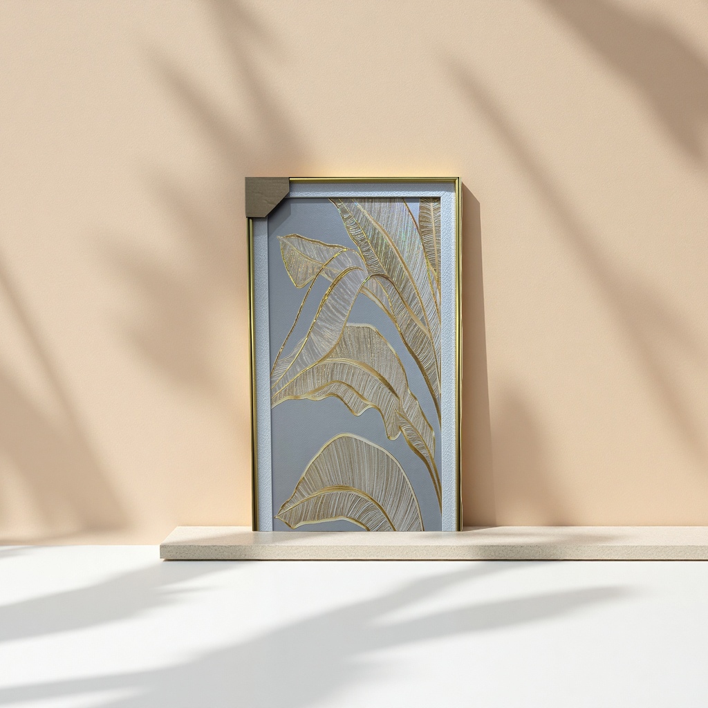 金色叶子图案装饰画作 客厅卧室挂画北欧风简约墙饰