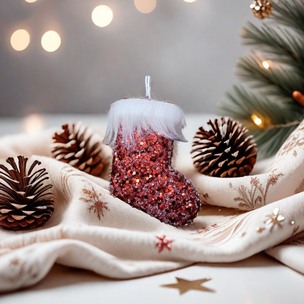 Calcetines de navidad de lentejuelas rojas decoración de vacaciones hogar atmósfera sentido peluche calcetines