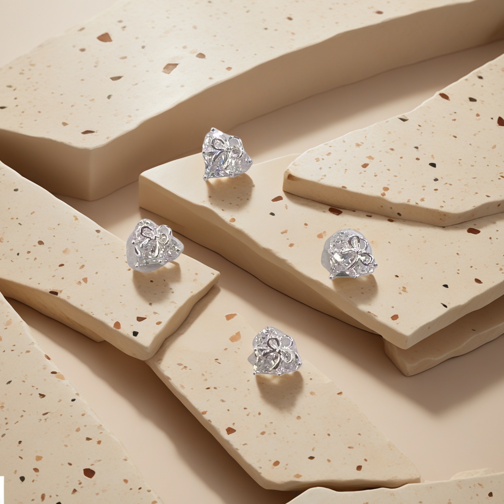 Shiny silver flower-shaped stud earrings are fashionable and simple women's earrings Specification image