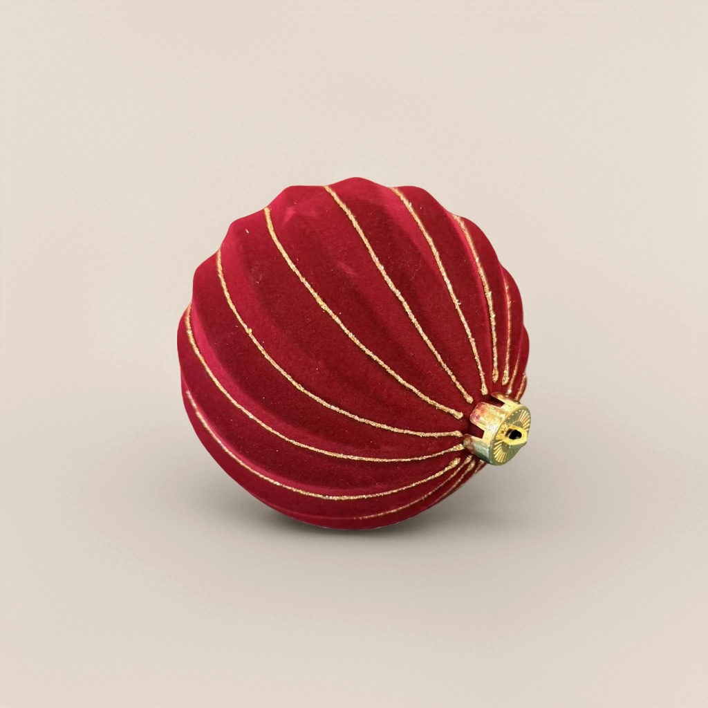 Red suede Christmas ball, festive decorative pendant, Christmas tree accessory gift box set