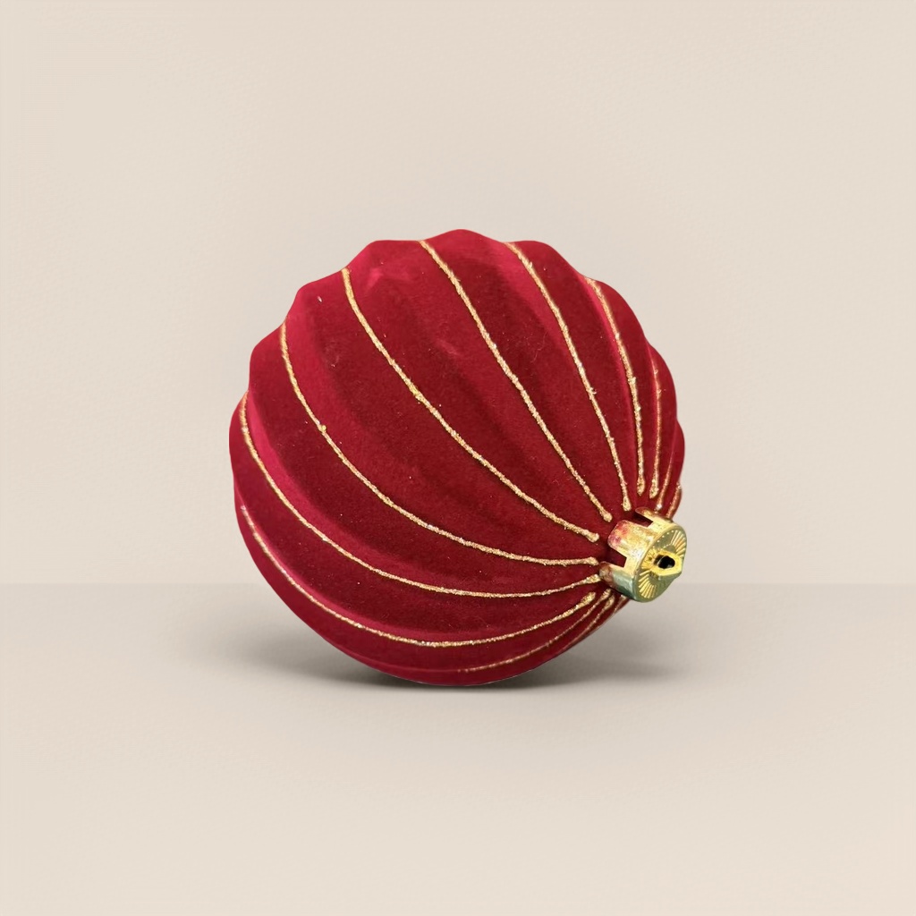 Red suede Christmas ball, festive decorative pendant, Christmas tree accessory gift box set Specification image
