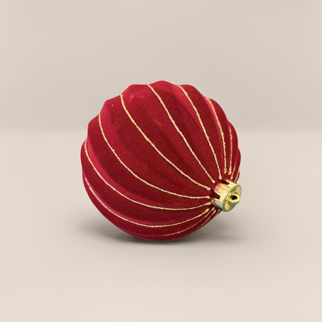 Red suede Christmas ball, festive decorative pendant, Christmas tree accessory gift box set details Picture