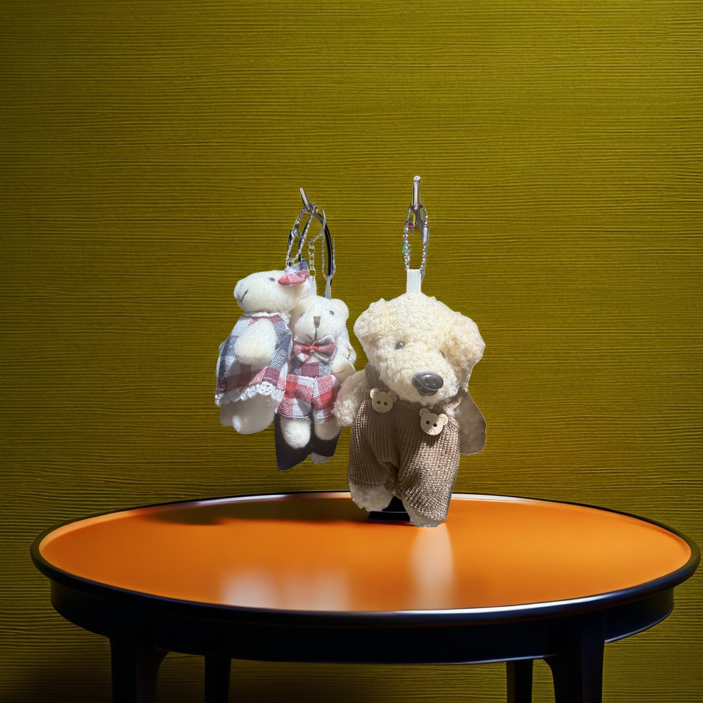 Cute and soft plush toy bear pendant, car backpack keychain decoration Application Scenario