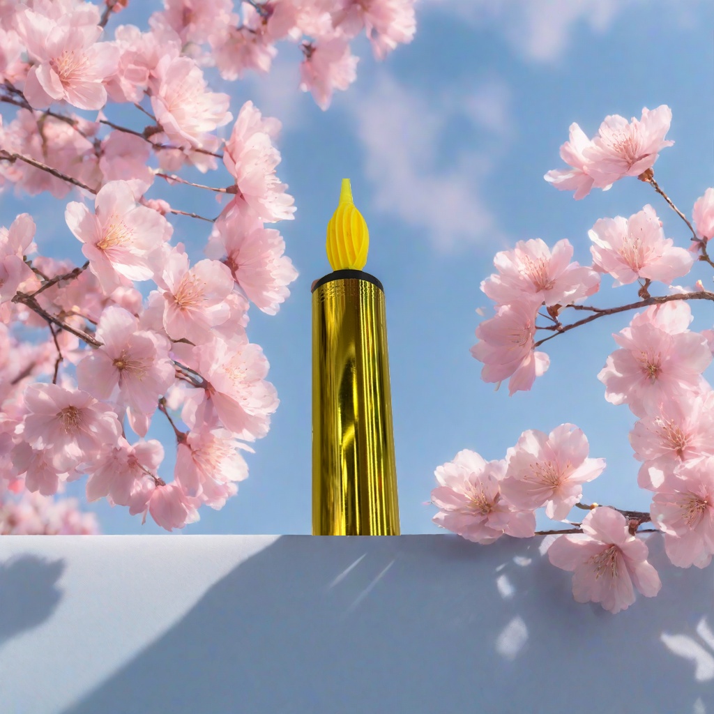 Golden cylindrical scented candles with yellow flames decorate home atmosphere ornaments Application Scenario