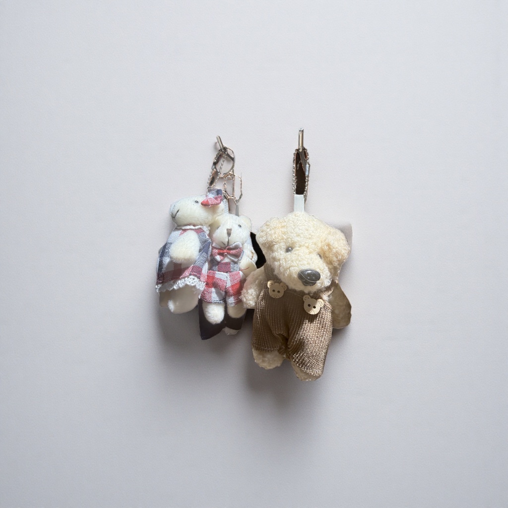 Cute and soft plush toy bear pendant, car backpack keychain decoration details Picture