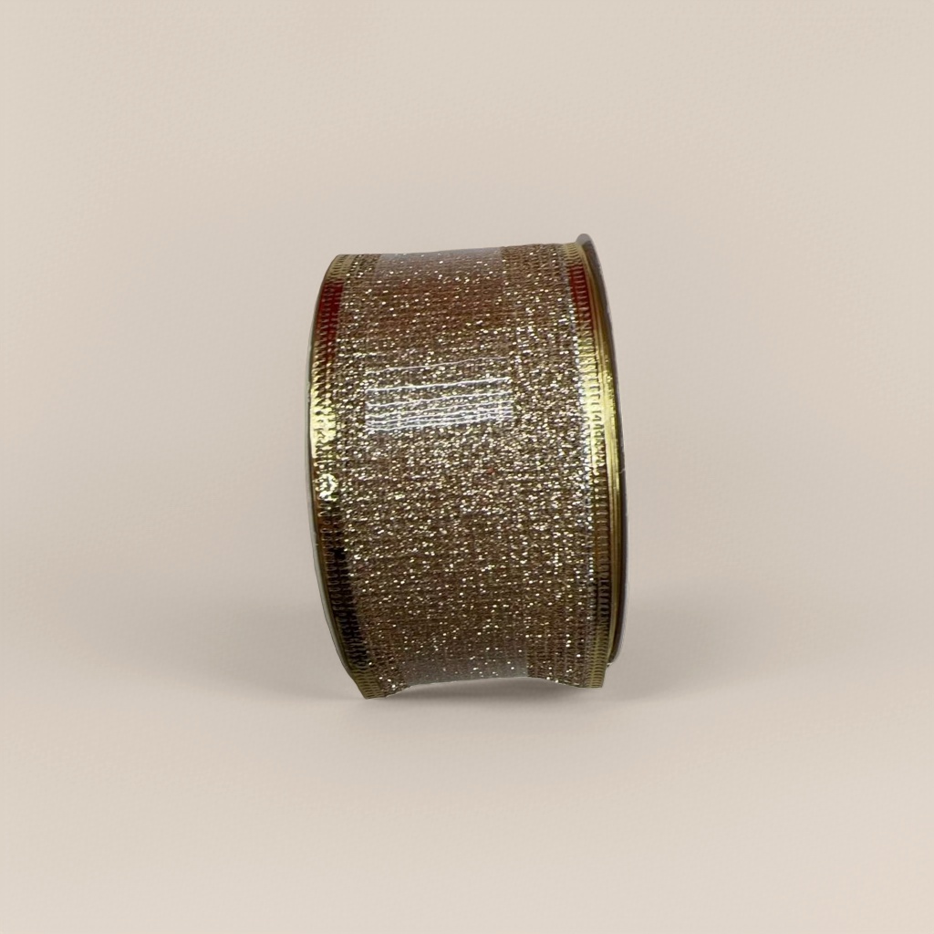 The golden, shiny, roll-shaped decorative ribbon is suitable for general festival and wedding packaging