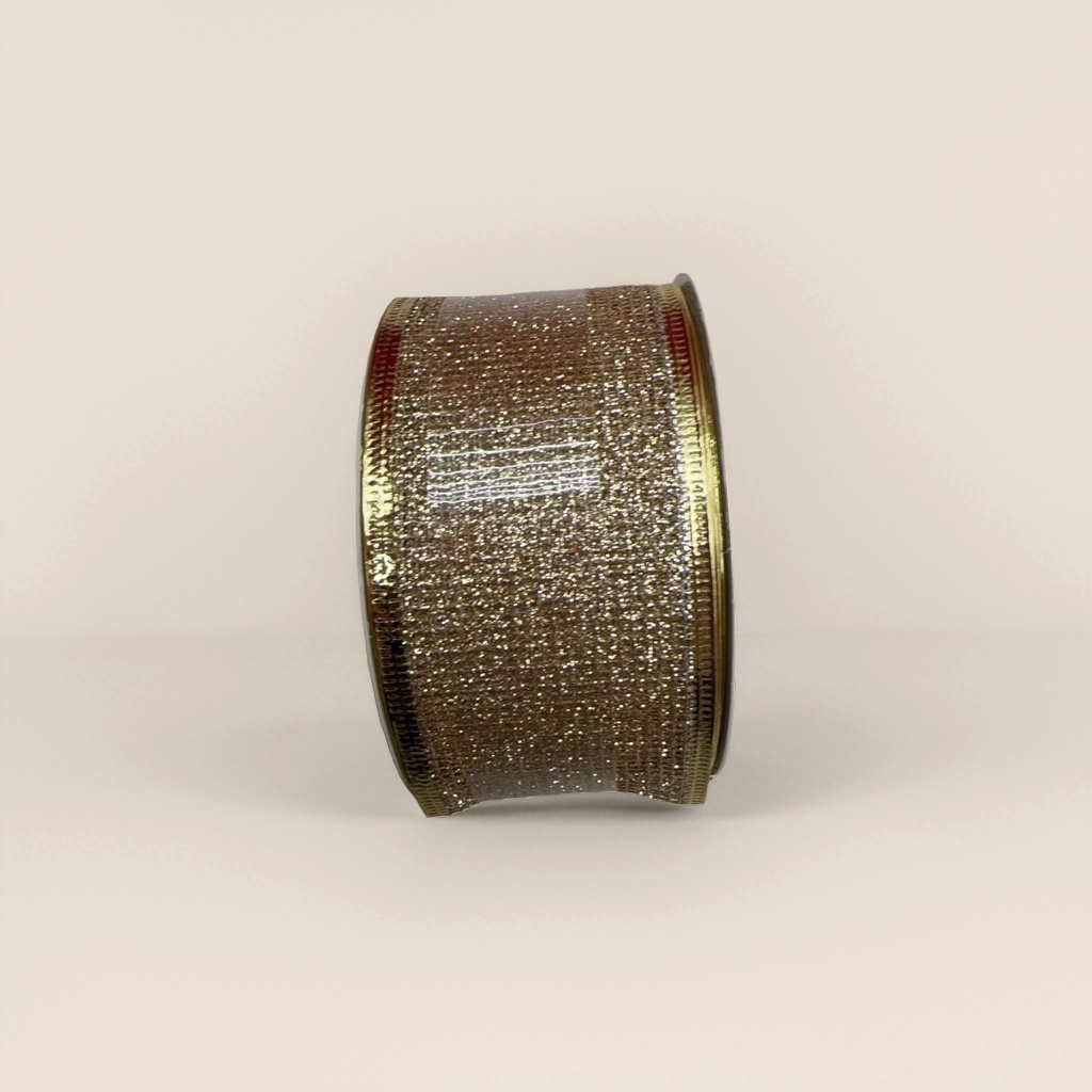 The golden, shiny, roll-shaped decorative ribbon is suitable for general festival and wedding packaging Specification image