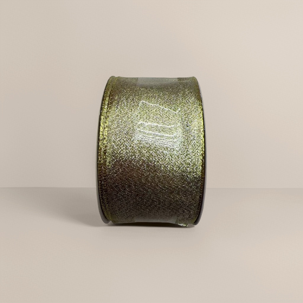 The golden curly ribbon decorates the gift box packaging ribbon