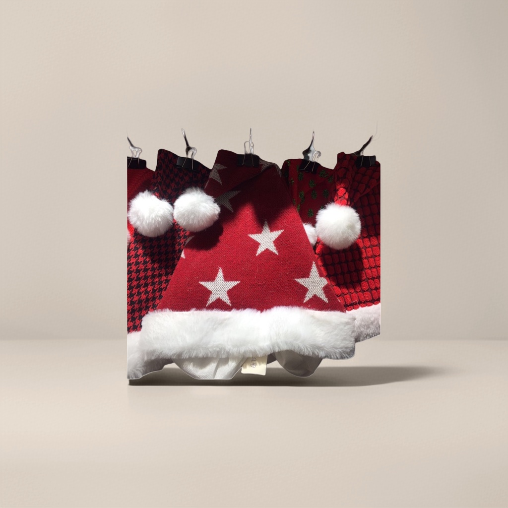 A plush foldable Christmas hat for festive party decorations