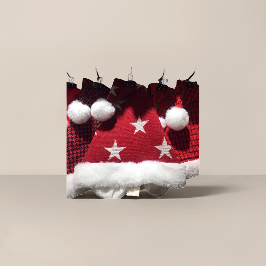 A plush foldable Christmas hat for festive party decorations Application Scenario