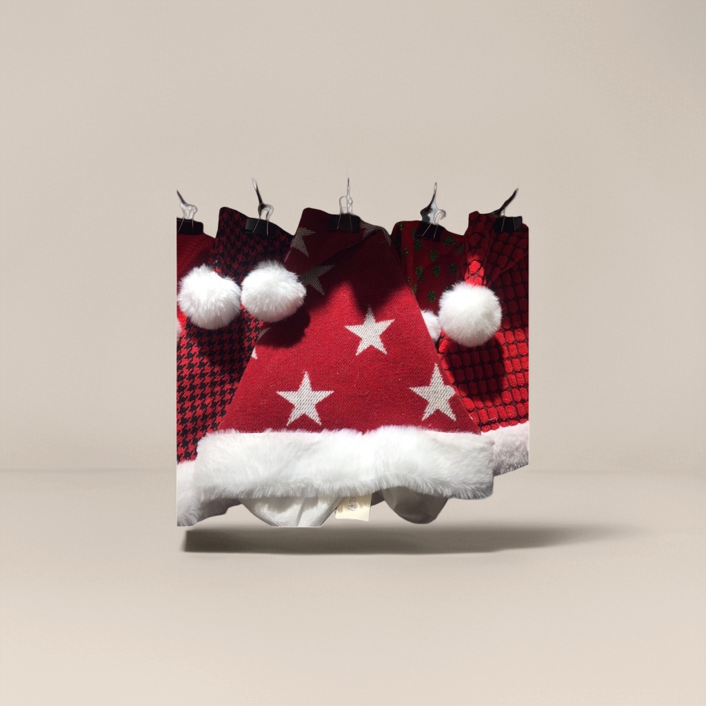 A plush foldable Christmas hat for festive party decorations Specification image