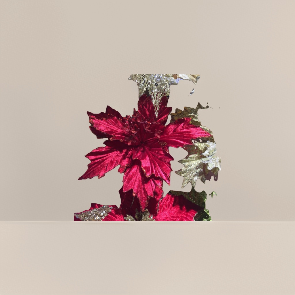 Red Christmas flower artificial flowers decorate Christmas tree ornaments and Christmas cuttings