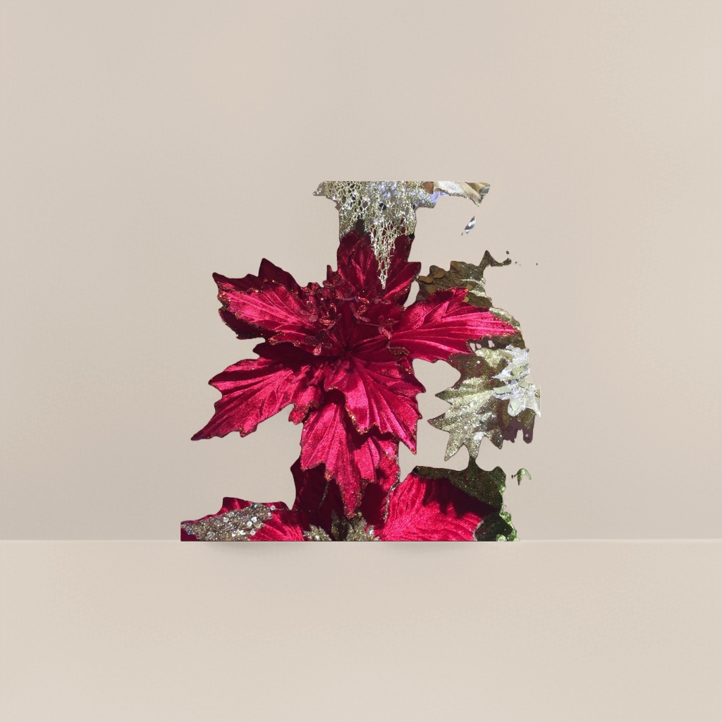 Red Christmas flower artificial flowers decorate Christmas tree ornaments and Christmas cuttings Specification image