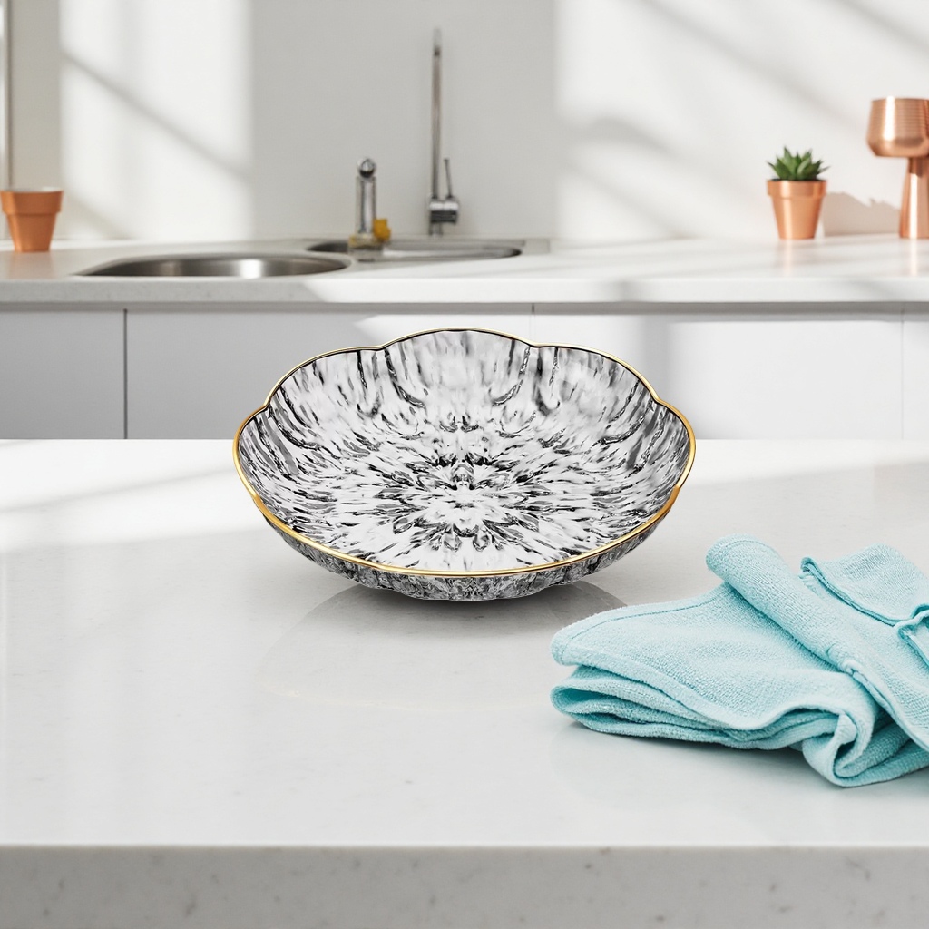أطباق ذهبية من أطباق من الرخام الأسود مزخرفة بالفخار Specification image