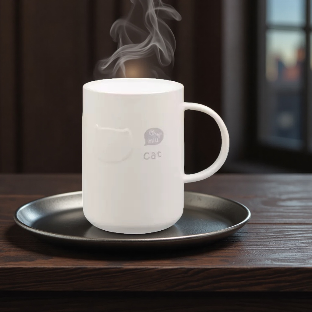 White ceramic cup with underglaze painting technique, 350ml household cup, heat-resistant handle Application Scenario