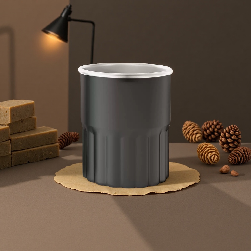 Black household simple ceramic mouthwash cup with anti-slip bottom design, bathroom toiletries Specification image