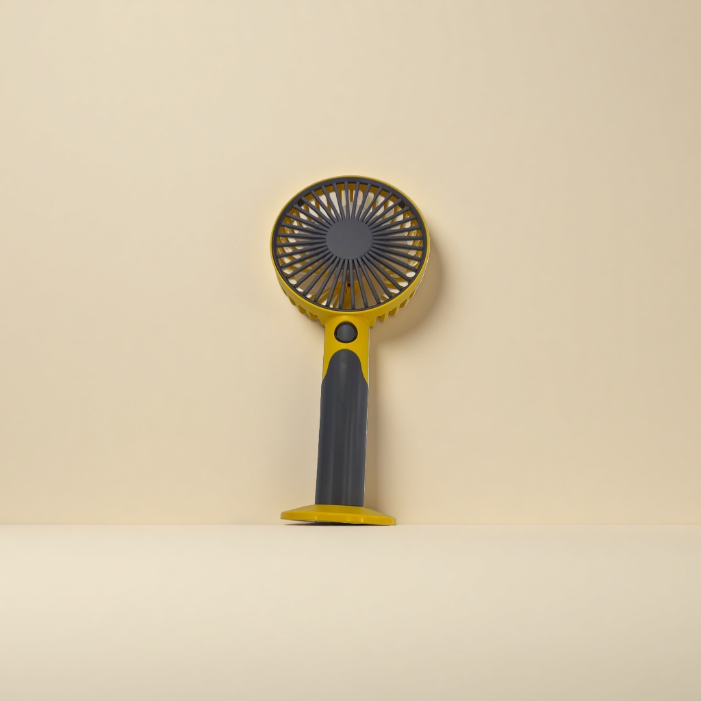 The yellow handheld fan body is a portable silent small fan, a summer cooling wonder Application Scenario