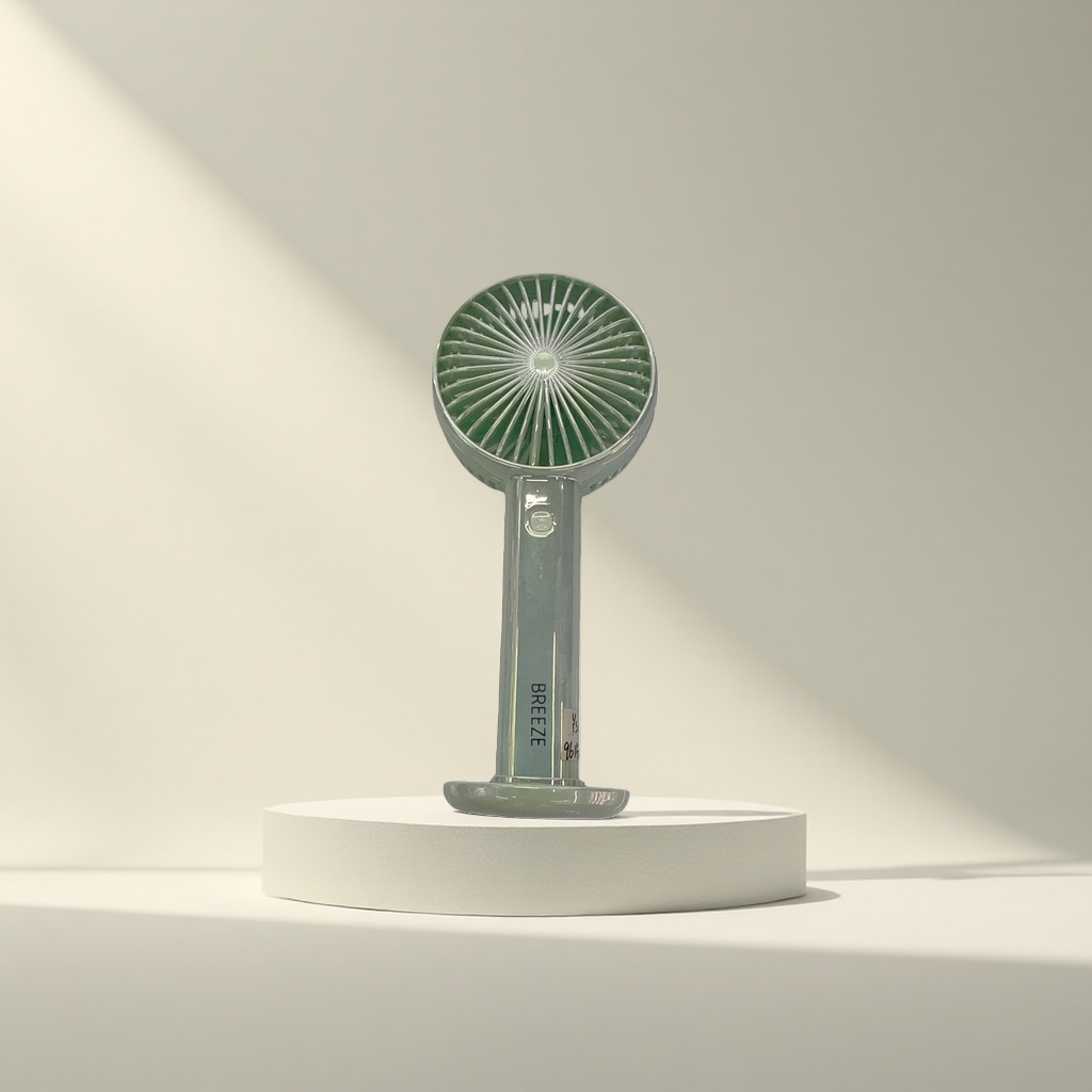 A portable mini fan with multiple speed Settings and USB charging details Picture
