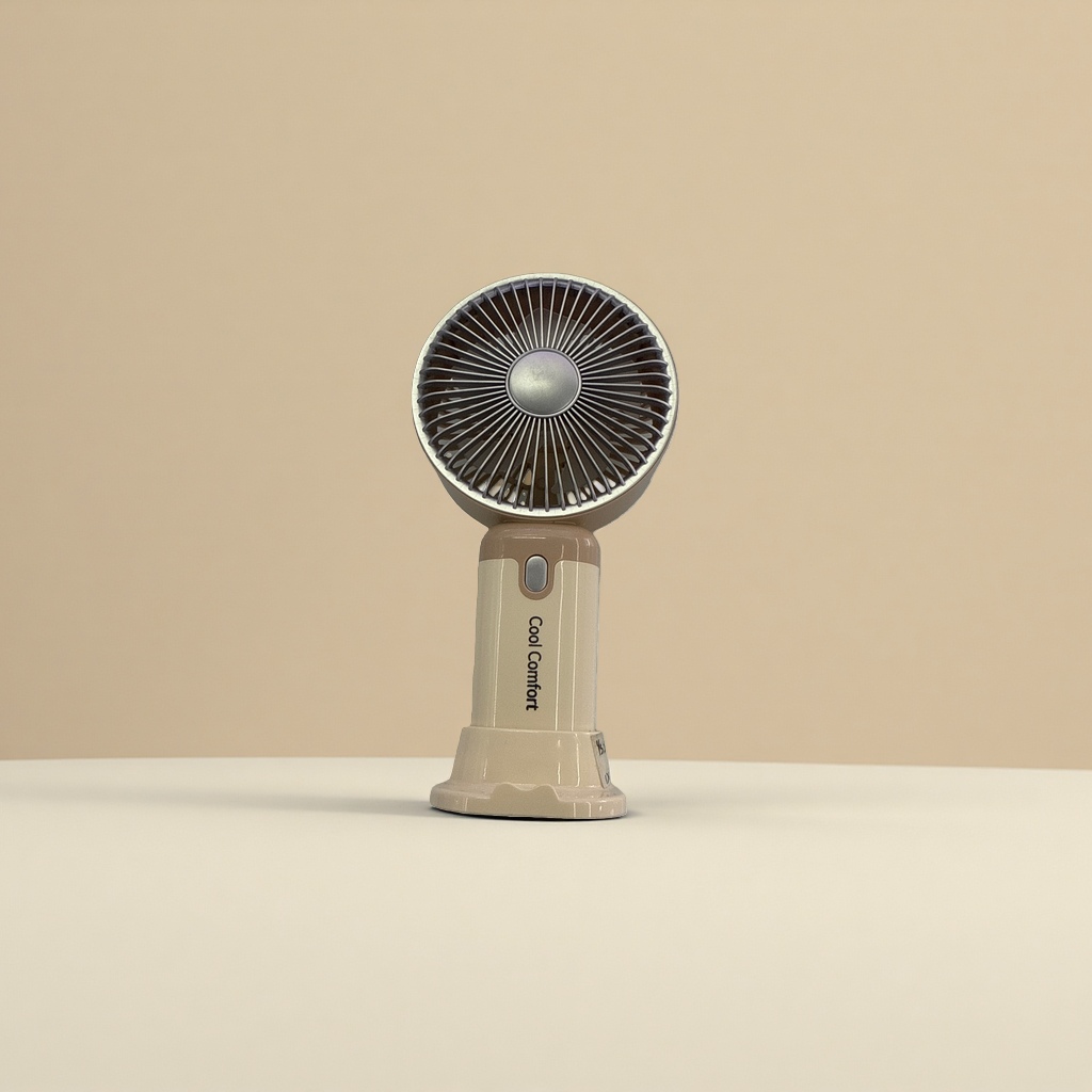 USB charging handheld fan with a metal body and three wind speeds, suitable for dormitories and offices