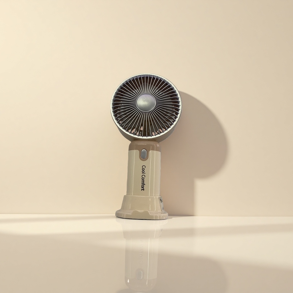 USB charging handheld fan with a metal body and three wind speeds, suitable for dormitories and offices Application Scenario