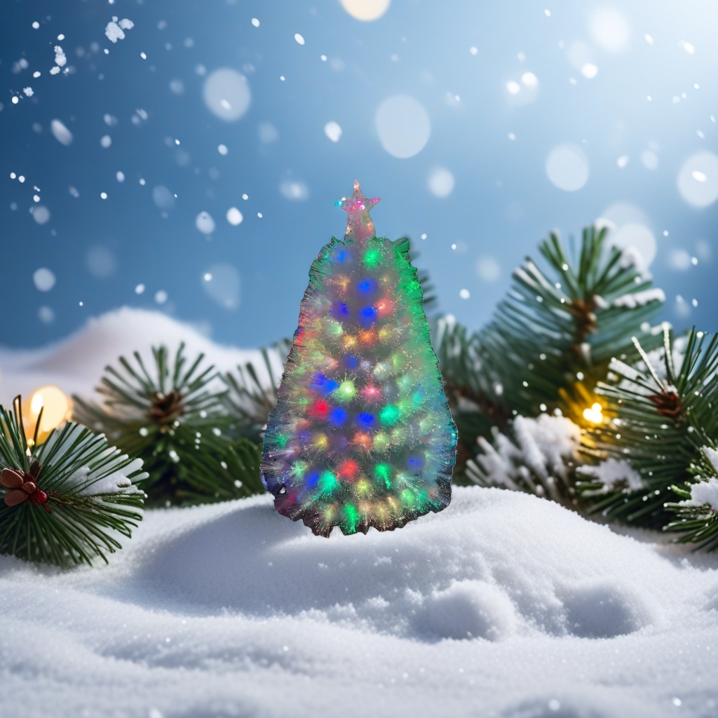 Colorful illuminated Christmas tree, indoor decoration, LED light string, festive atmosphere tree details Picture