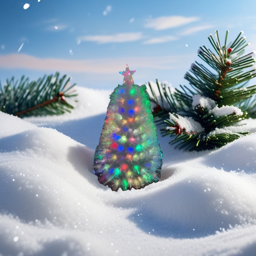 Colorful illuminated Christmas tree, indoor decoration, LED light string, festive atmosphere tree