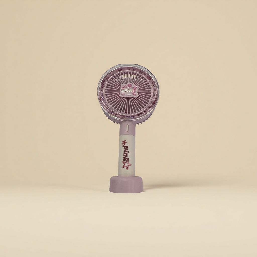 The pink handheld fan body is a portable silent small fan, a summer cooling wonder Specification image