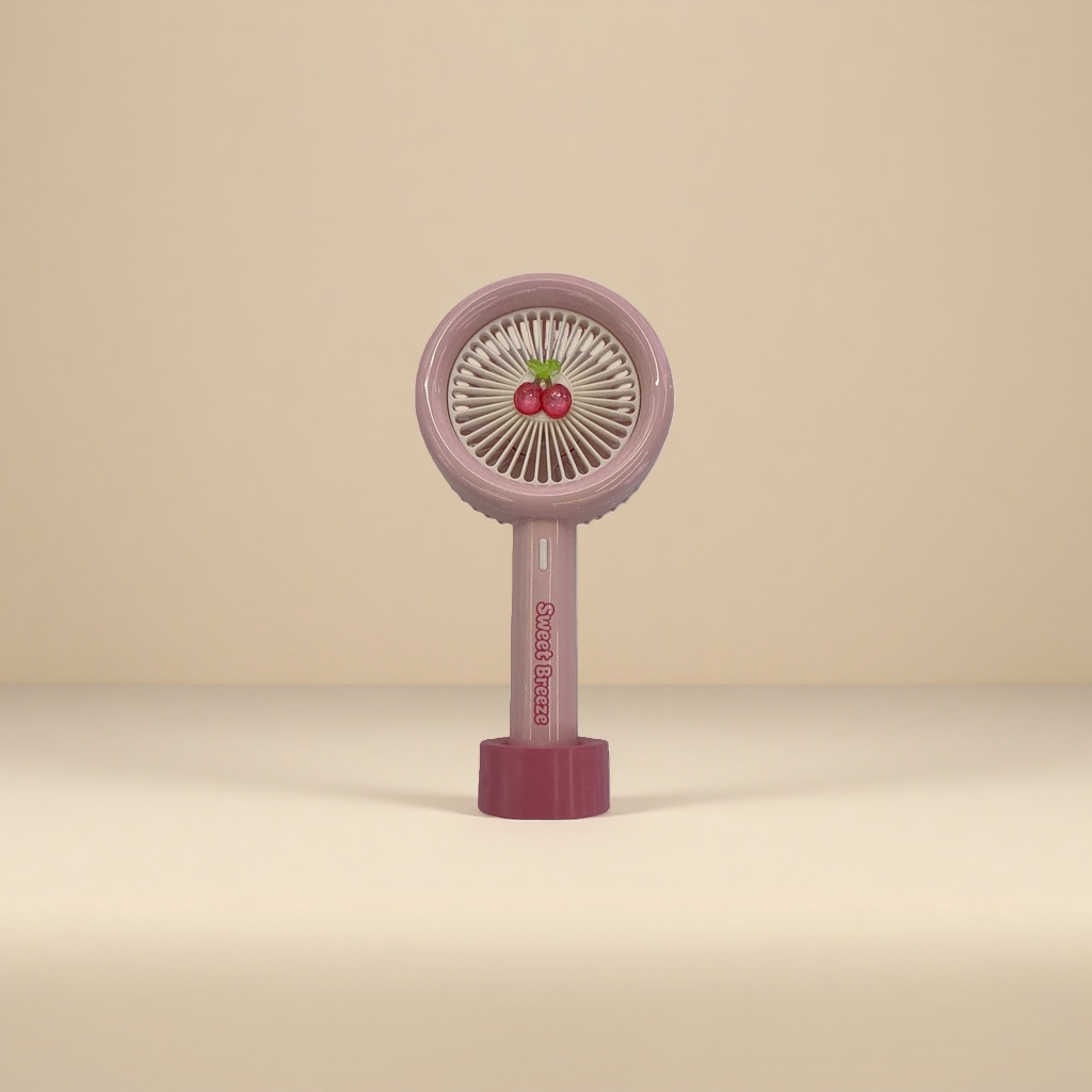 Pink silicone grip, handheld fan, USB charging, silent and portable, cool down in summer Application Scenario