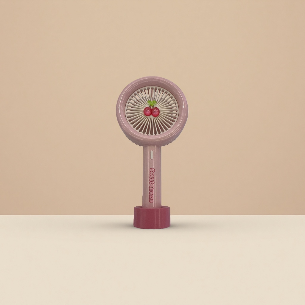 Pink silicone grip, handheld fan, USB charging, silent and portable, cool down in summer