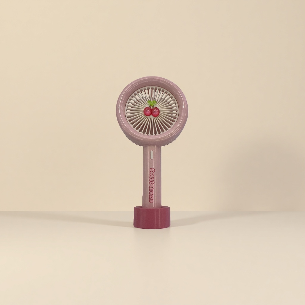 Pink silicone grip, handheld fan, USB charging, silent and portable, cool down in summer details Picture
