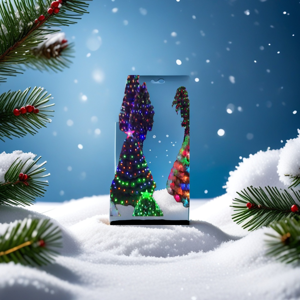 Colorful lights decorate the main body of the Christmas tree, festive atmosphere lighting and home ornaments Application Scenario