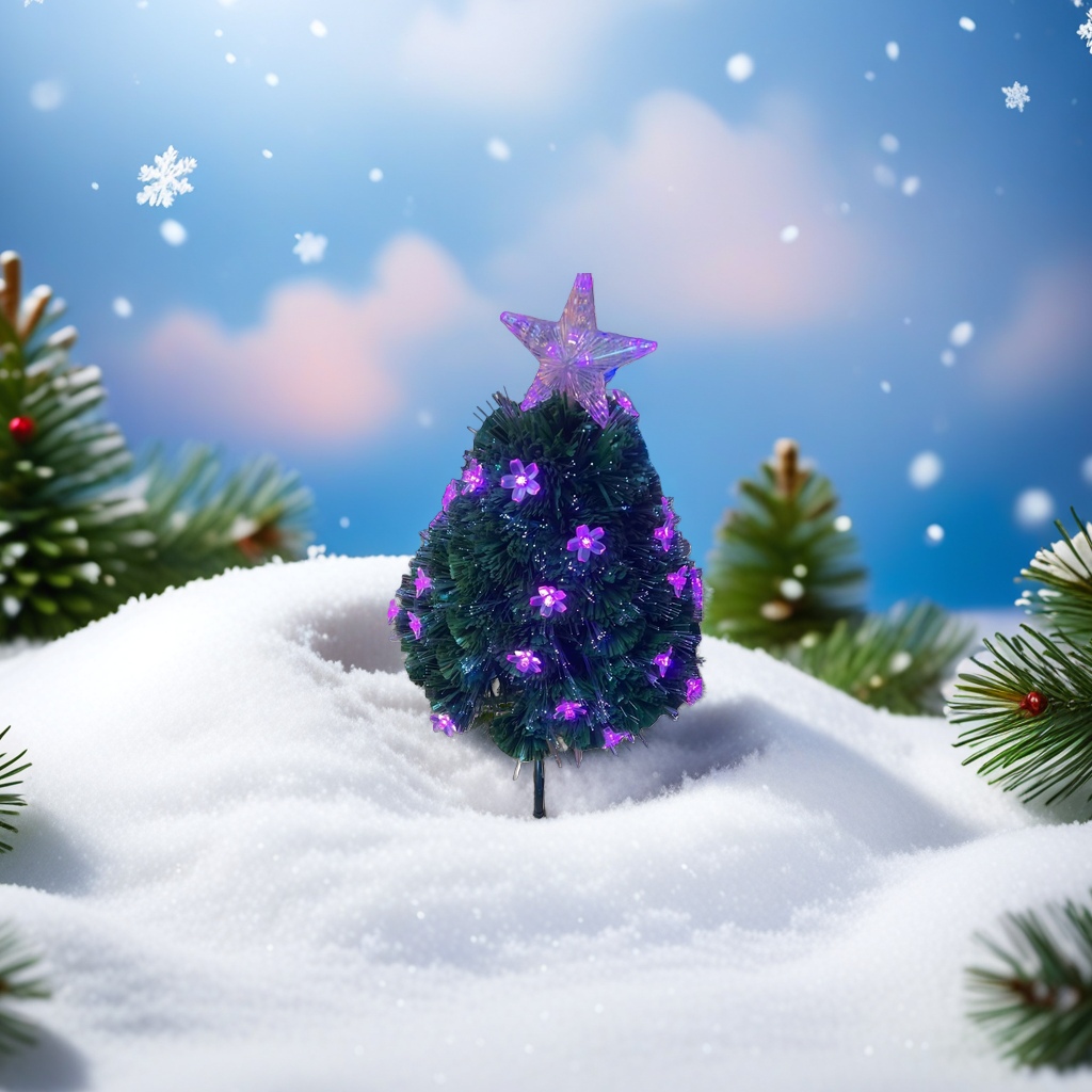 Purple flower-decorated Christmas tree, festive home decor, exquisite gift box packaging Application Scenario