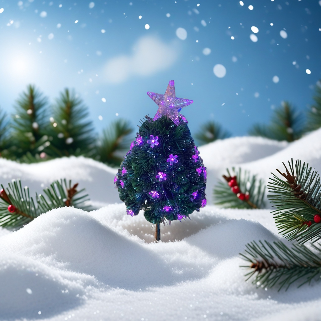 Purple flower-decorated Christmas tree, festive home decor, exquisite gift box packaging Specification image